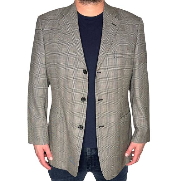 Brooks Brothers 346 Big & Tall 44L 100% WOOL Gray PLAID 3 Button Blazer Jacket - Picture 3 of 12